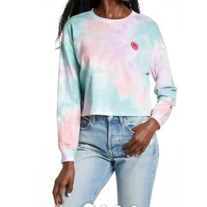 All in Favor Lime Purple Tie Dye Applique Crop